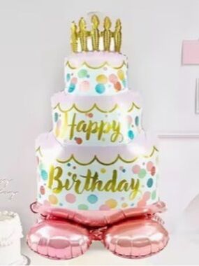 1pc 44-inch Pink Standing Three-Tier Cake-Shaped Balloon
